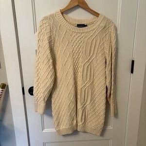 Pendleton Cable Knit Cashmere Cotton Blend Pullover Sweater Dress Women's Med